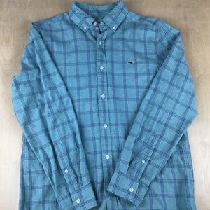 Vineyard Vines Mens Medium Whale Shirt Button Up Plaid Long Sleeve
